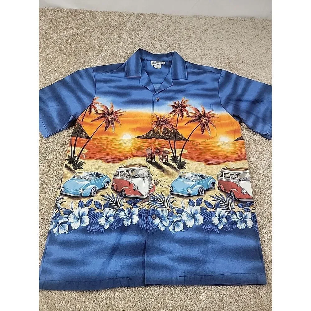 Vintage Aloha Republic Hawaiian Shirt Men's Size M Blue Button Up‎ beach - Picture 2 of 11